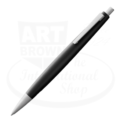 LAMY 2000 L201 fiberglass-steel ballpoint pen in matte black finish with silver-tone clip and trim, sleek modern design