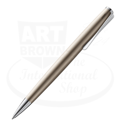 LAMY Studio L268 palladium-plated steel ballpoint pen featuring sleek cylindrical body with distinctive propeller-shaped clip and twist mechanism