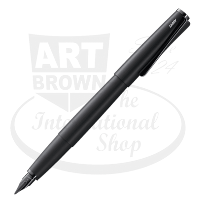 LAMY Studio LX L66ALBKF fountain pen in matte black lacquer with steel propeller clip, black PVD-coated fine nib, cylindrical design