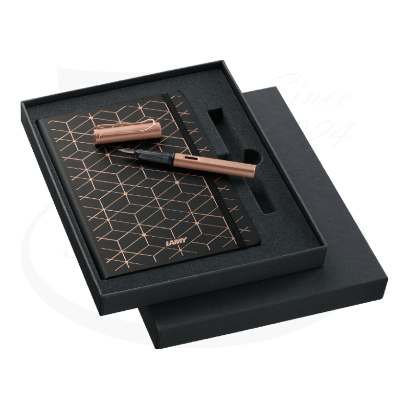 LAMY LX Rose Gold Fountain Pen and Notebook Gift Set, L76FS