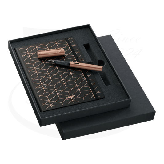LAMY LX Rose Gold Fountain Pen and Notebook Gift Set, L76FS