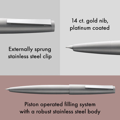 Lamy 2000 Stainless Steel Fine Fountain Pen, L02MF
