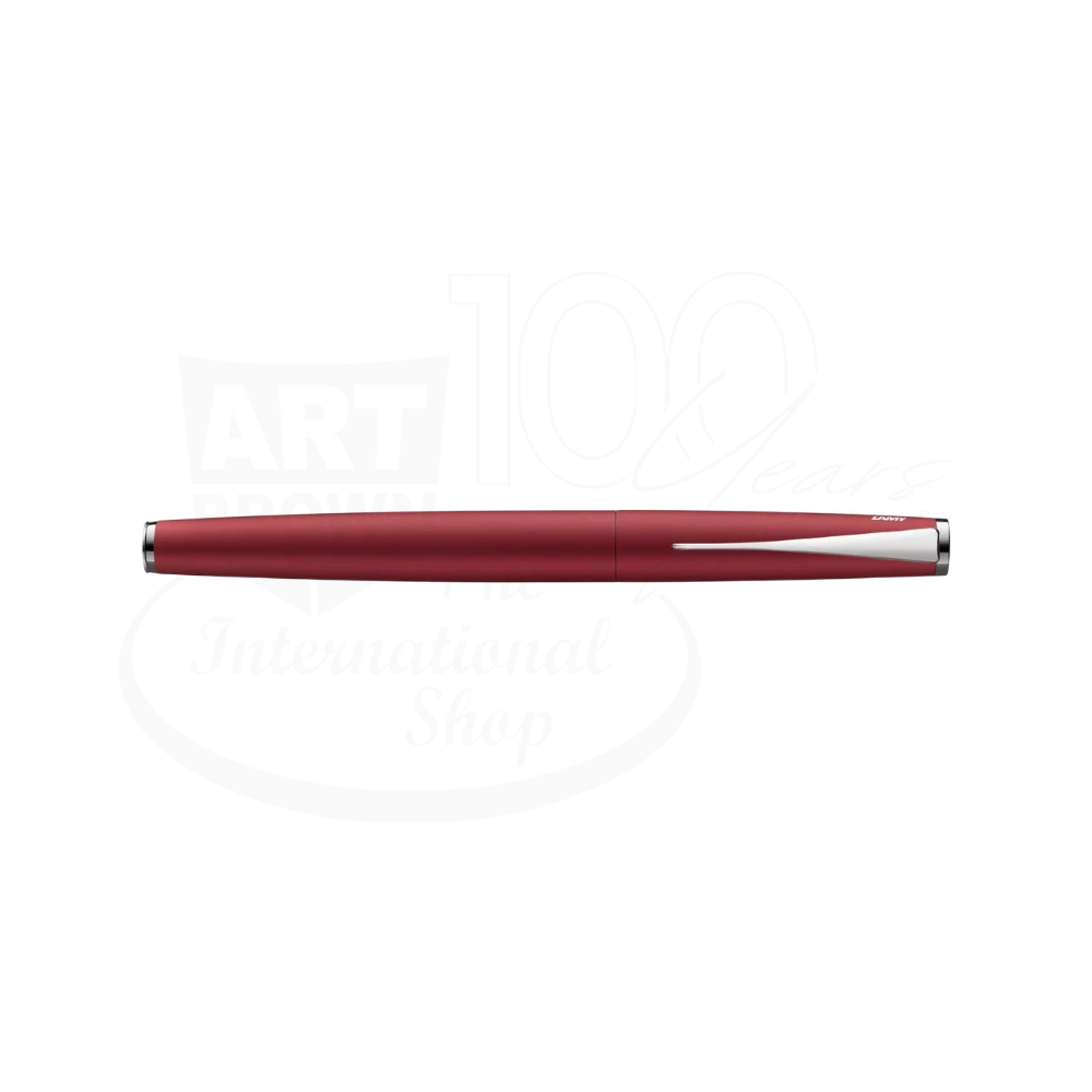 LAMY Studio Royal Red Medium Fountain Pen, L67RRMM, matte red aluminum body with silver clip and accents, sleek design