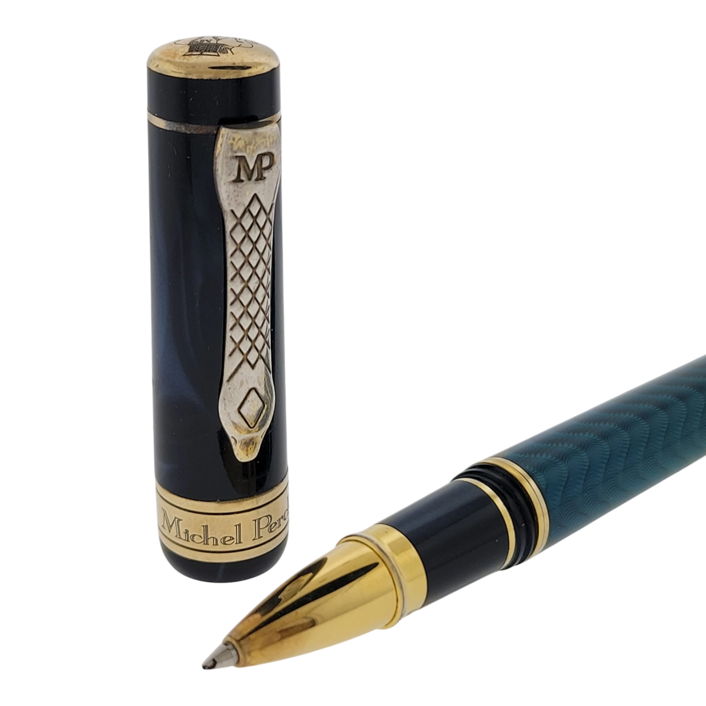 Preowned Michel Perchin MP5 Blue Mystic Sterling Silver Rollerball Pen, MP5BG1102