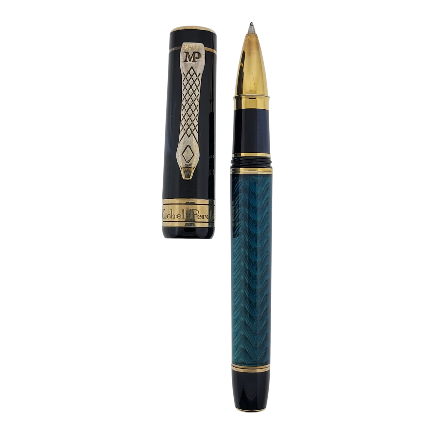 Preowned Michel Perchin MP5 Blue Mystic Sterling Silver Rollerball Pen, MP5BG1102