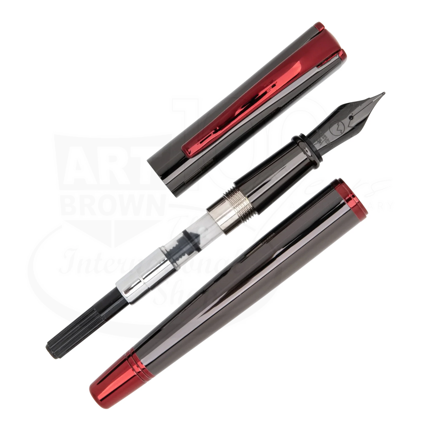 Monteverde Impressa Gunmetal with Red Finish Fountain Pen, MV29873