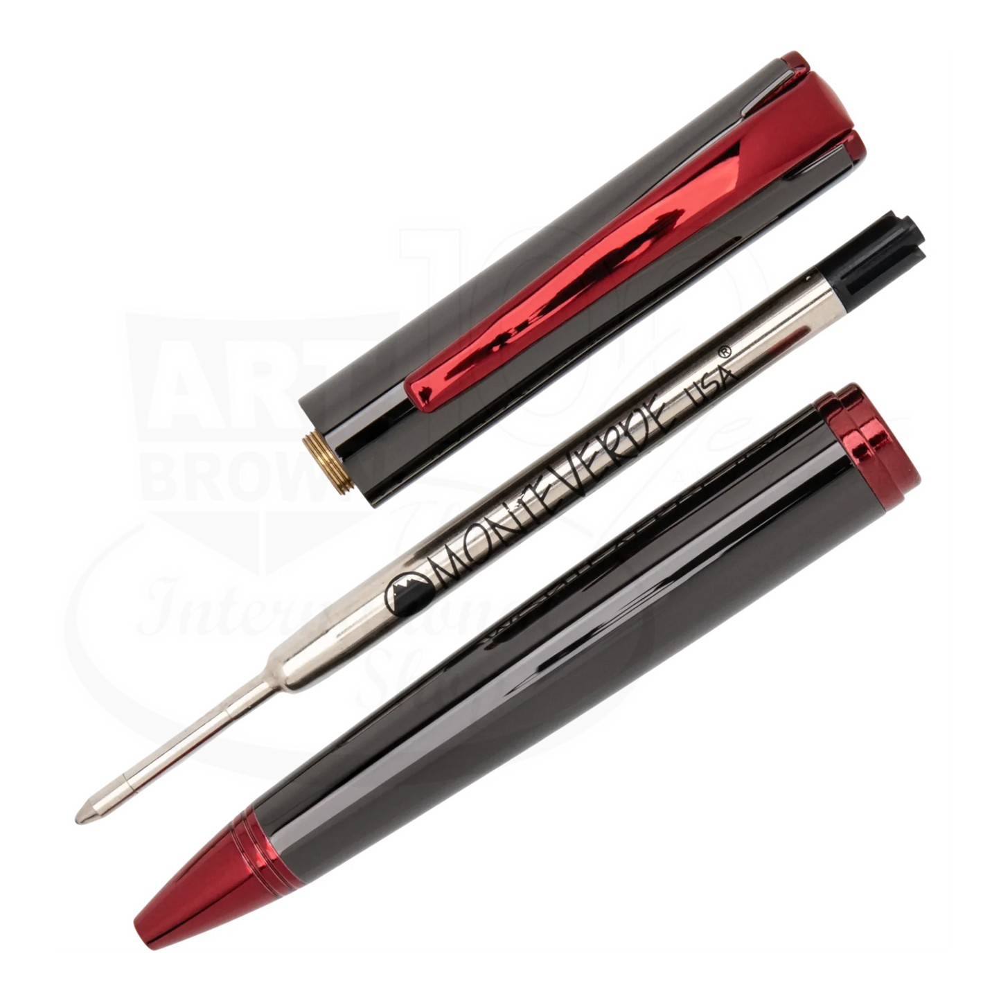 Monteverde Impressa Gunmetal with Red Finish Ballpoint Pen, MV29875