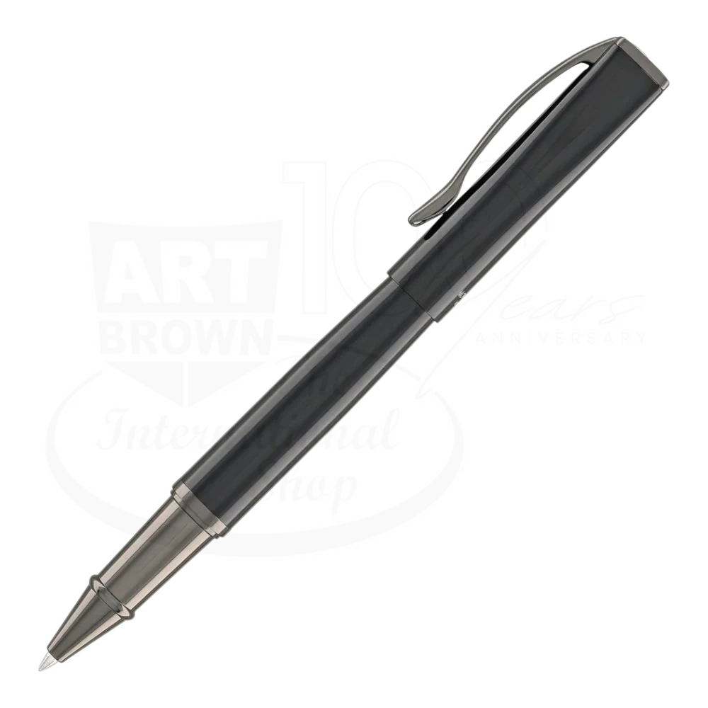 Monteverde Impressa rollerball pen MV29916 in black resin with gunmetal finish and polished clip detail