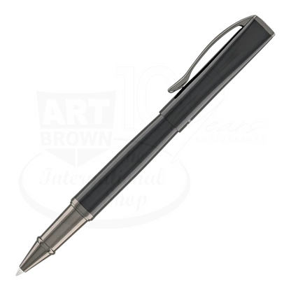 Monteverde Impressa rollerball pen MV29916 in black resin with gunmetal finish and polished clip detail