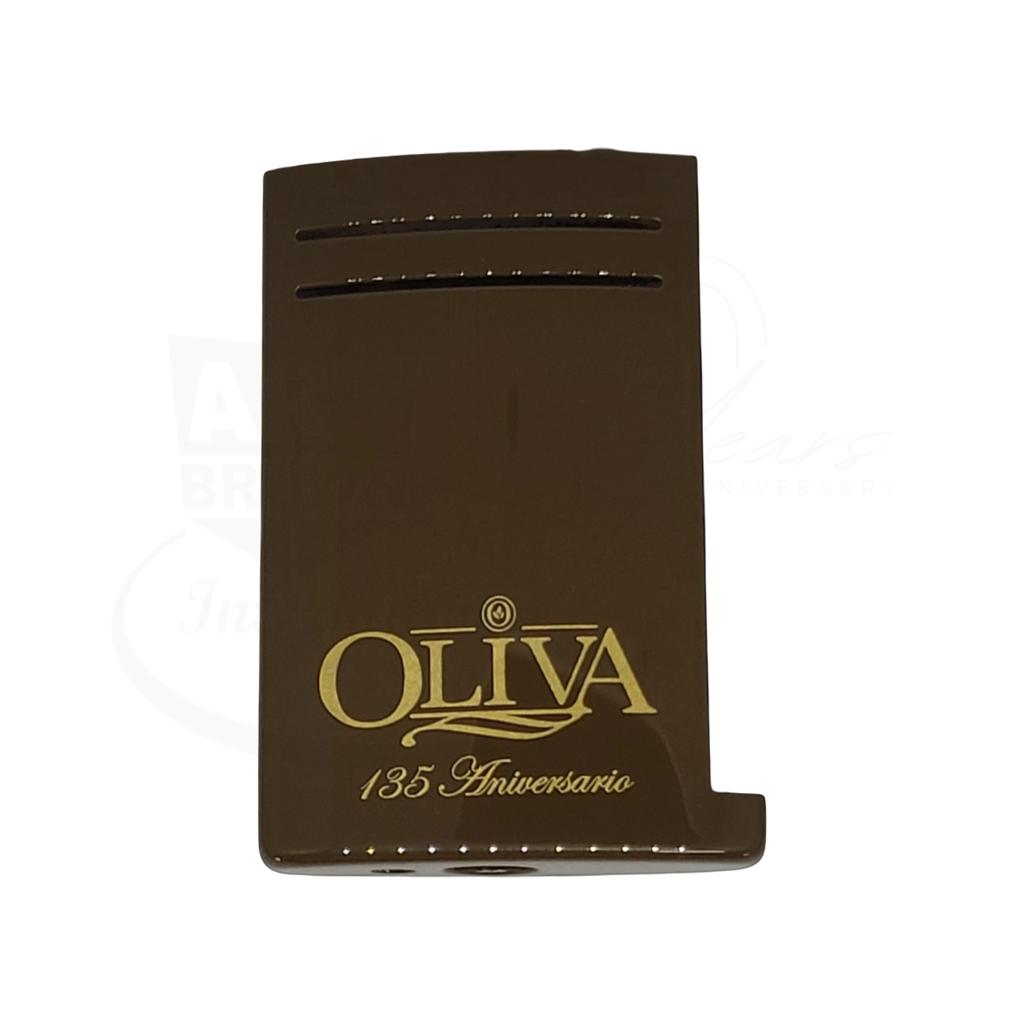 S.T. Dupont Maxijet Oliva 020169NS brown metal shell and trigger with gold embossed 135 Aniversario logo