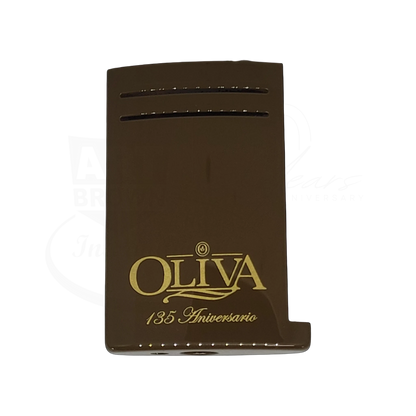S.T. Dupont Maxijet Oliva 020169NS brown metal shell and trigger with gold embossed 135 Aniversario logo