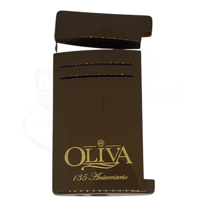 S.T. Dupont Maxijet Oliva 020169NS cigar lighter shell and trigger in matte brown with gold logo accents