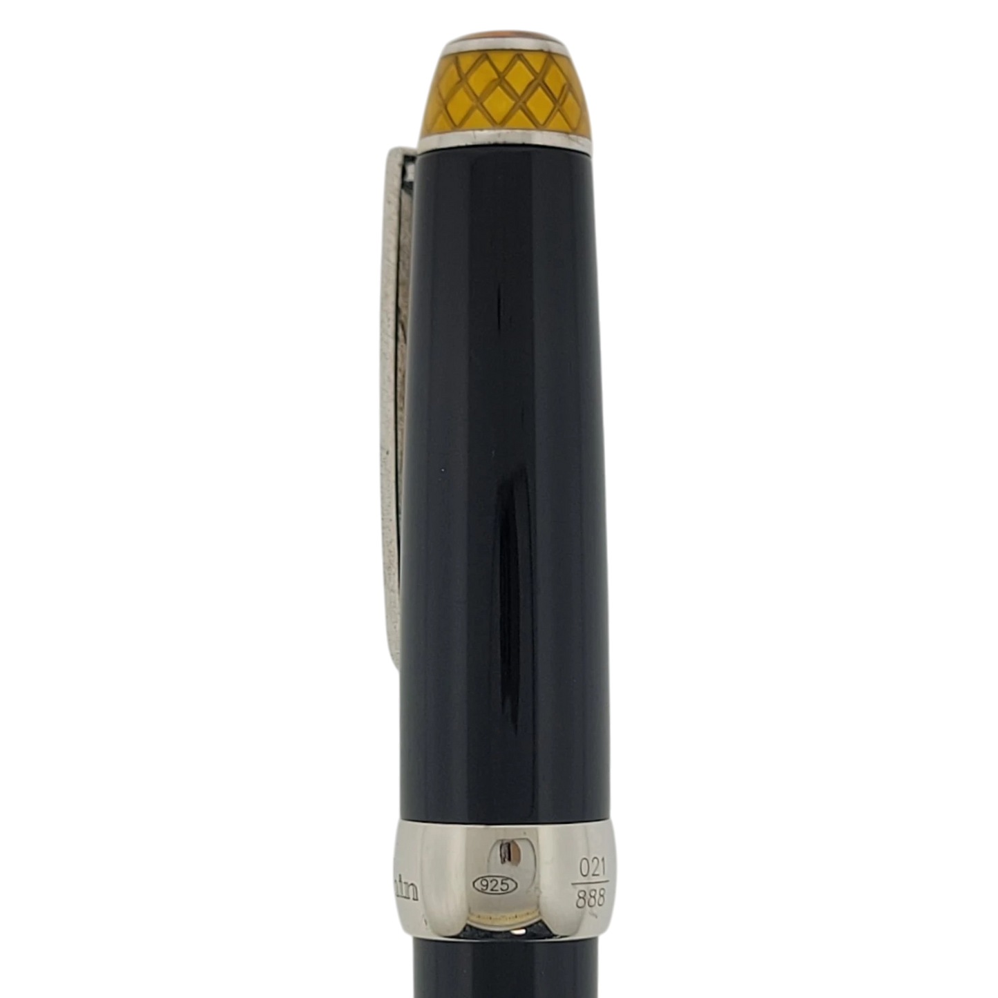 Michel Perchin Executive 021880 sterling silver yellow guilloche black lacquer rollerball pen