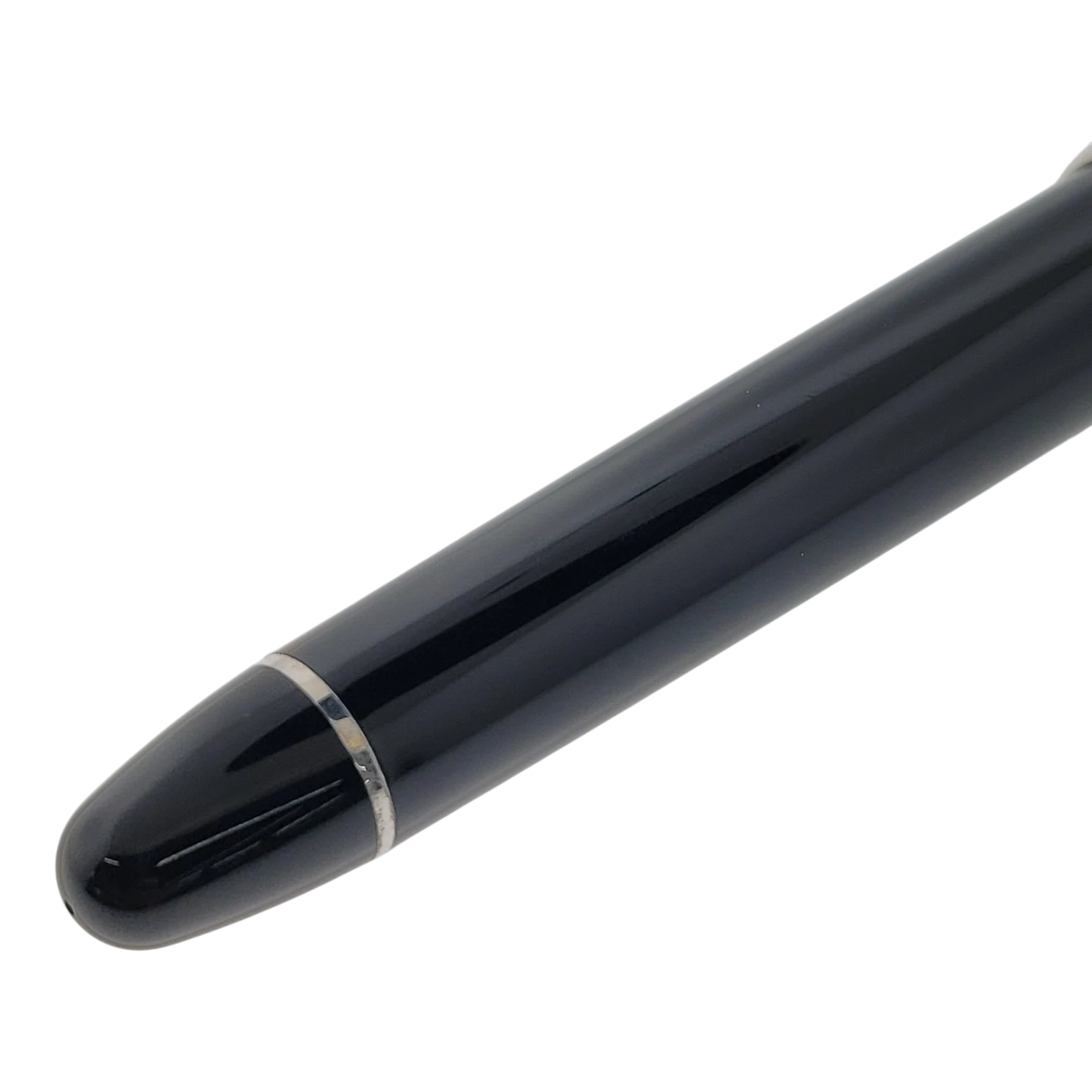 Michel Perchin Executive rollerball pen in sterling silver with yellow guilloche finish and black cap