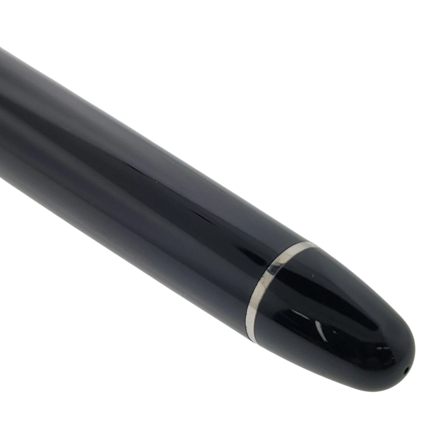 Michel Perchin Executive rollerball pen black lacquer barrel sterling silver band and rounded end cap