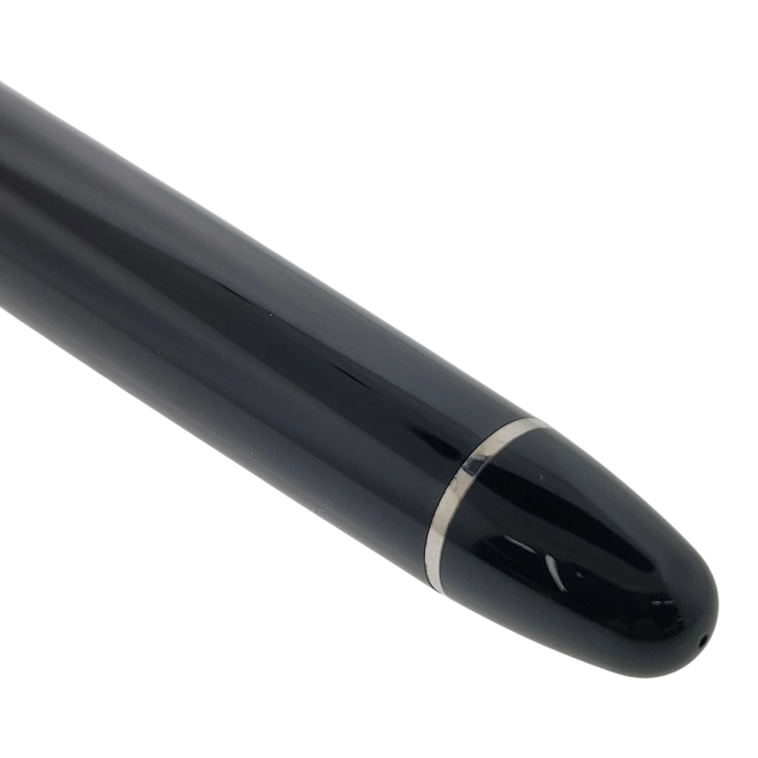 Michel Perchin Executive rollerball pen black lacquer barrel sterling silver band and rounded end cap