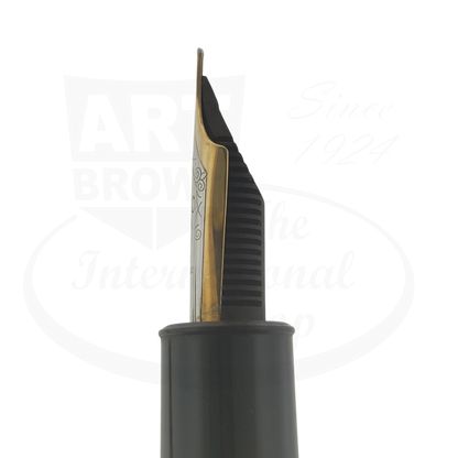 Montblanc Meisterstück 149 MB132113 black resin fountain pen with gold trim and 18K medium nib close-up