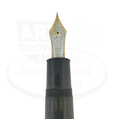 Montblanc Meisterstück 149 MB132113 black resin and gold medium 14K nib fountain pen tip close-up