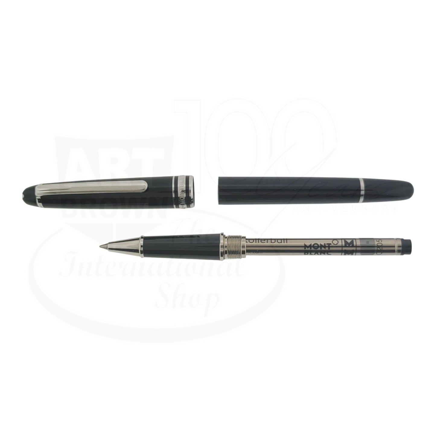 Preowned Montblanc Meisterstuck Pix Black & Platinum Rollerball Pen