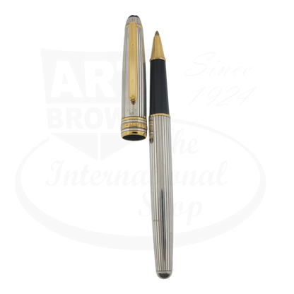 Montblanc Classic 163 rollerball pen sterling silver with gold-plated accents and vertical pinstripe pattern