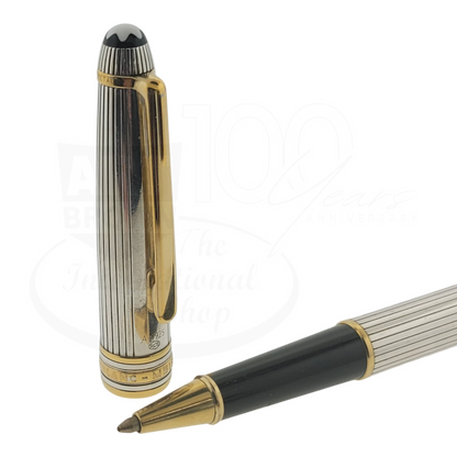 Preowned Montblanc Classic 163 925 Sterling Silver Pinstripe Rollerball Pen