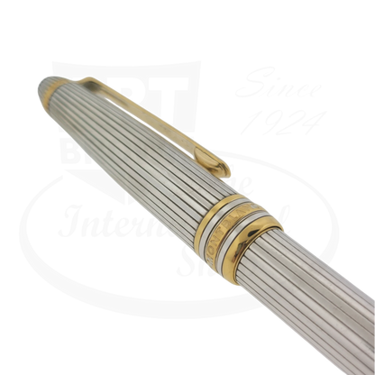 Montblanc Classic 163 rollerball pen sterling silver pinstripe with gold-plated accents and clip detailed bands