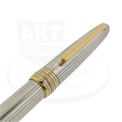 Montblanc Classic 163 silver pinstripe rollerball pen with gold-plated clip and accents, preowned condition
