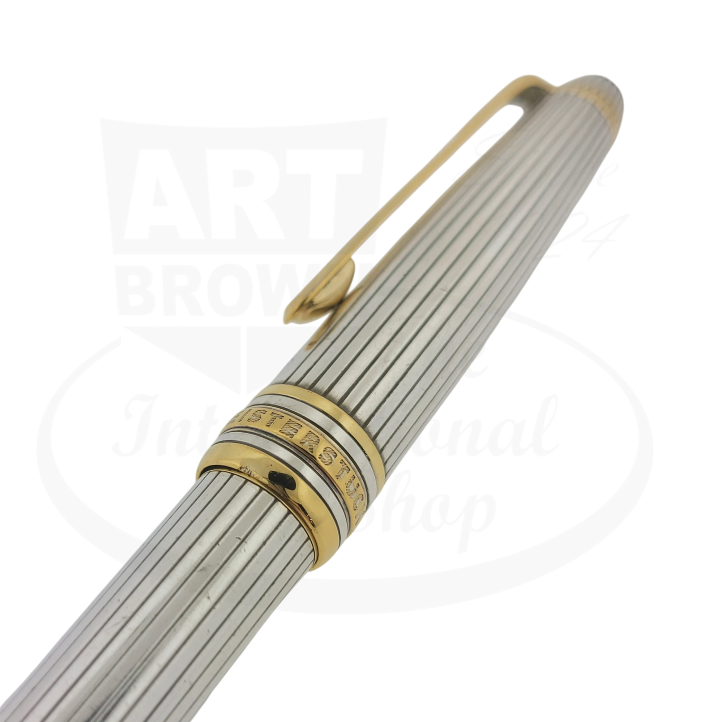 Montblanc Classic 163 rollerball pen 925 sterling silver pinstripe with gold-plated accents slim design