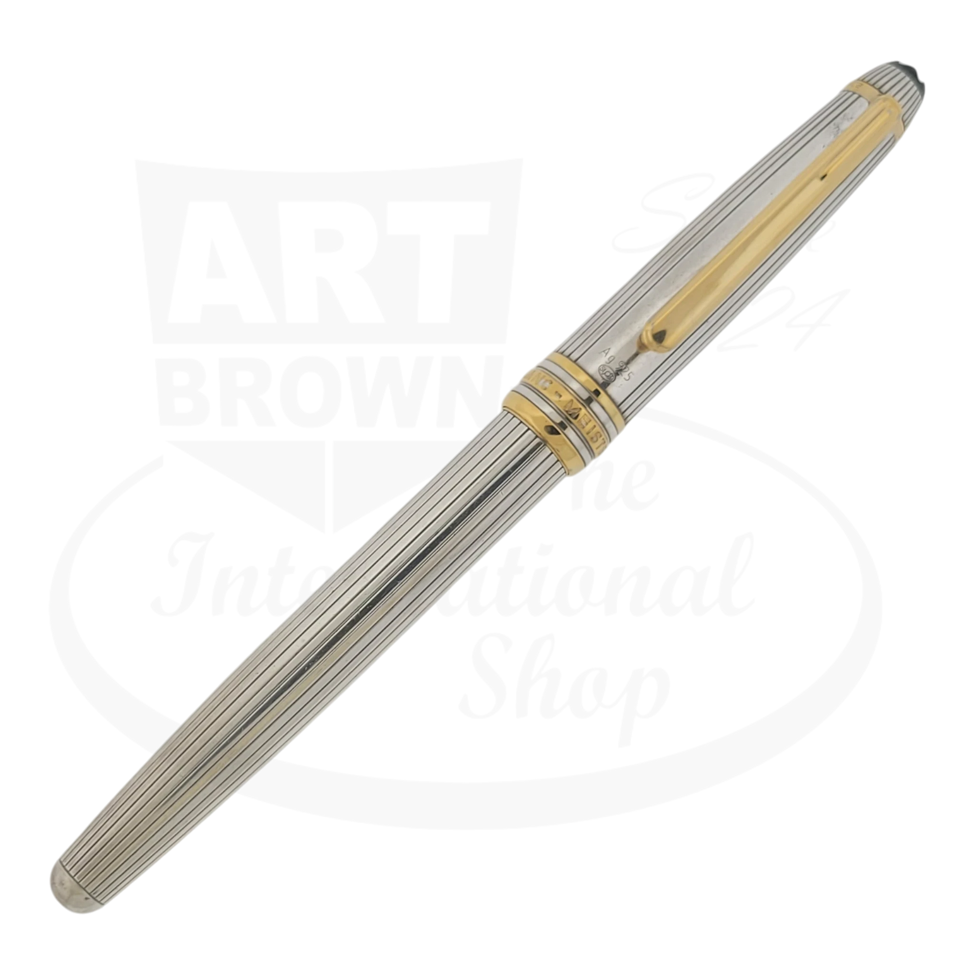 Montblanc Classic 163 rollerball pen sterling silver pinstripe barrel gold-plated clip bands trim