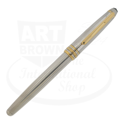 Montblanc Classic 163 rollerball pen sterling silver pinstripe barrel gold-plated clip bands trim