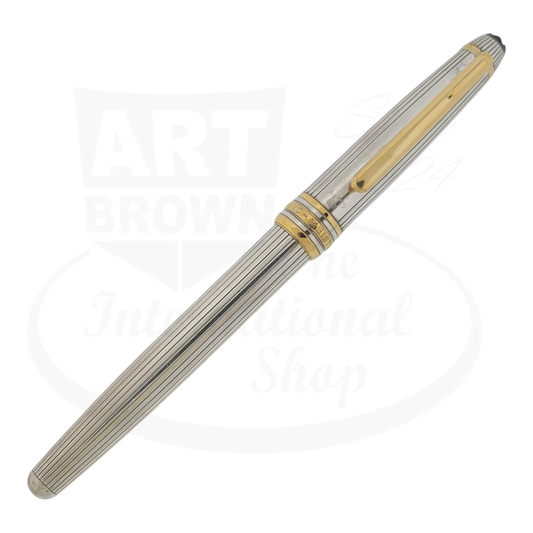 Montblanc Classic 163 rollerball pen sterling silver pinstripe barrel gold-plated clip bands trim
