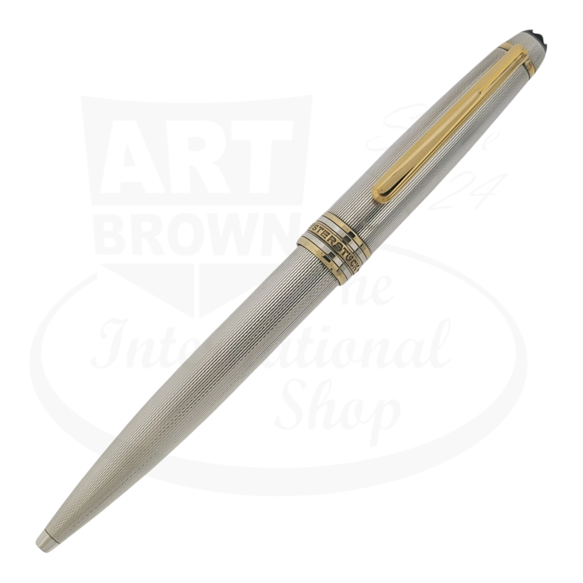 Montblanc Meisterstuck 164 Sterling Silver Barley Grain ballpoint pen with gold trim and clip luxury writing instrument