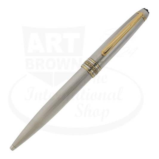 Montblanc Meisterstuck 164 Sterling Silver Barley Grain ballpoint pen with gold trim and clip luxury writing instrument