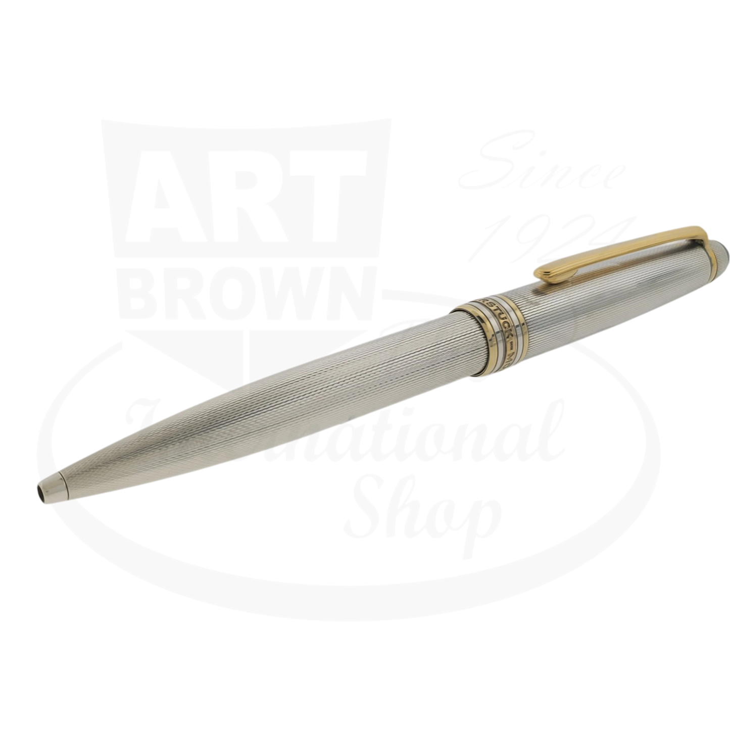 Montblanc Meisterstuck 164 Sterling Silver Barley Grain ballpoint pen with gold clip and trim elegant design