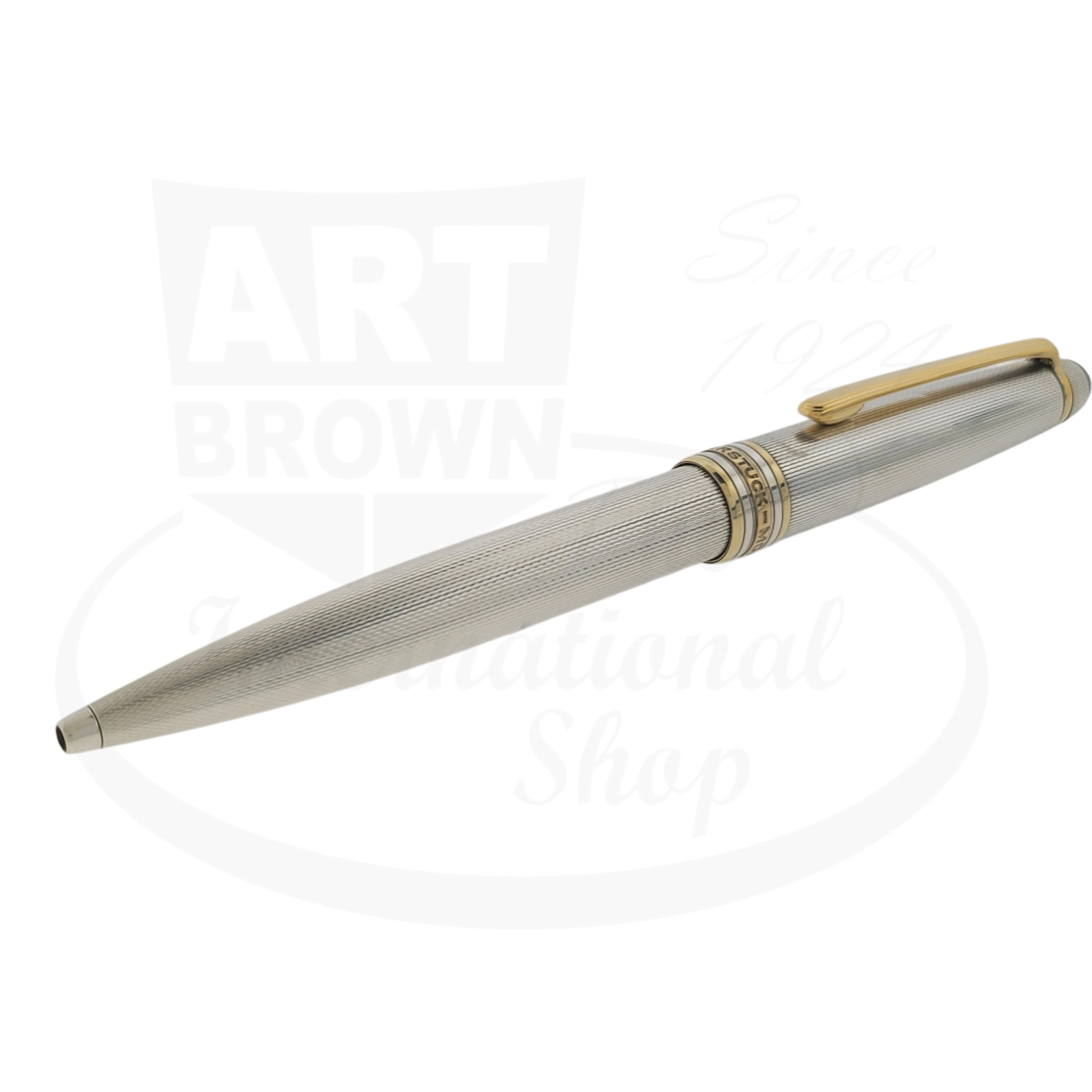 Montblanc Meisterstuck 164 Sterling Silver Barley Grain ballpoint pen with gold clip and trim elegant design