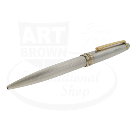 Montblanc Meisterstuck 164 Sterling Silver Barley Grain ballpoint pen with gold clip and trim elegant design