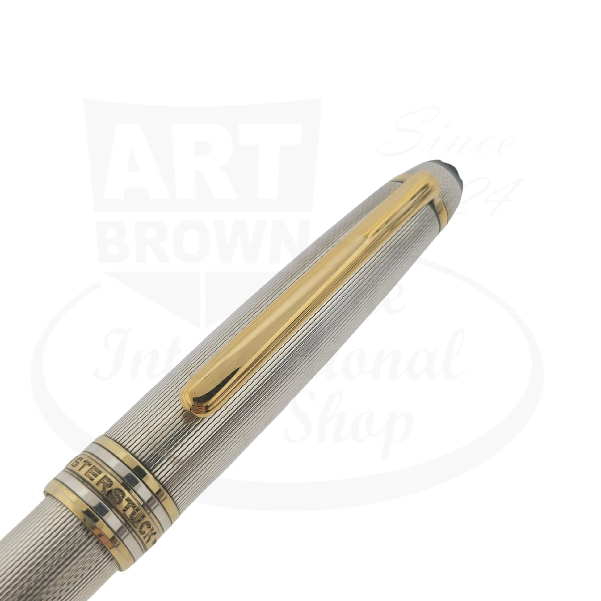 Montblanc Meisterstuck 164 Sterling Silver Barley Grain ballpoint pen with gold trim and clip detailed design
