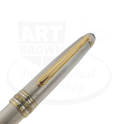 Montblanc Meisterstuck 164 Sterling Silver Barley Grain ballpoint pen with gold trim and clip detailed design