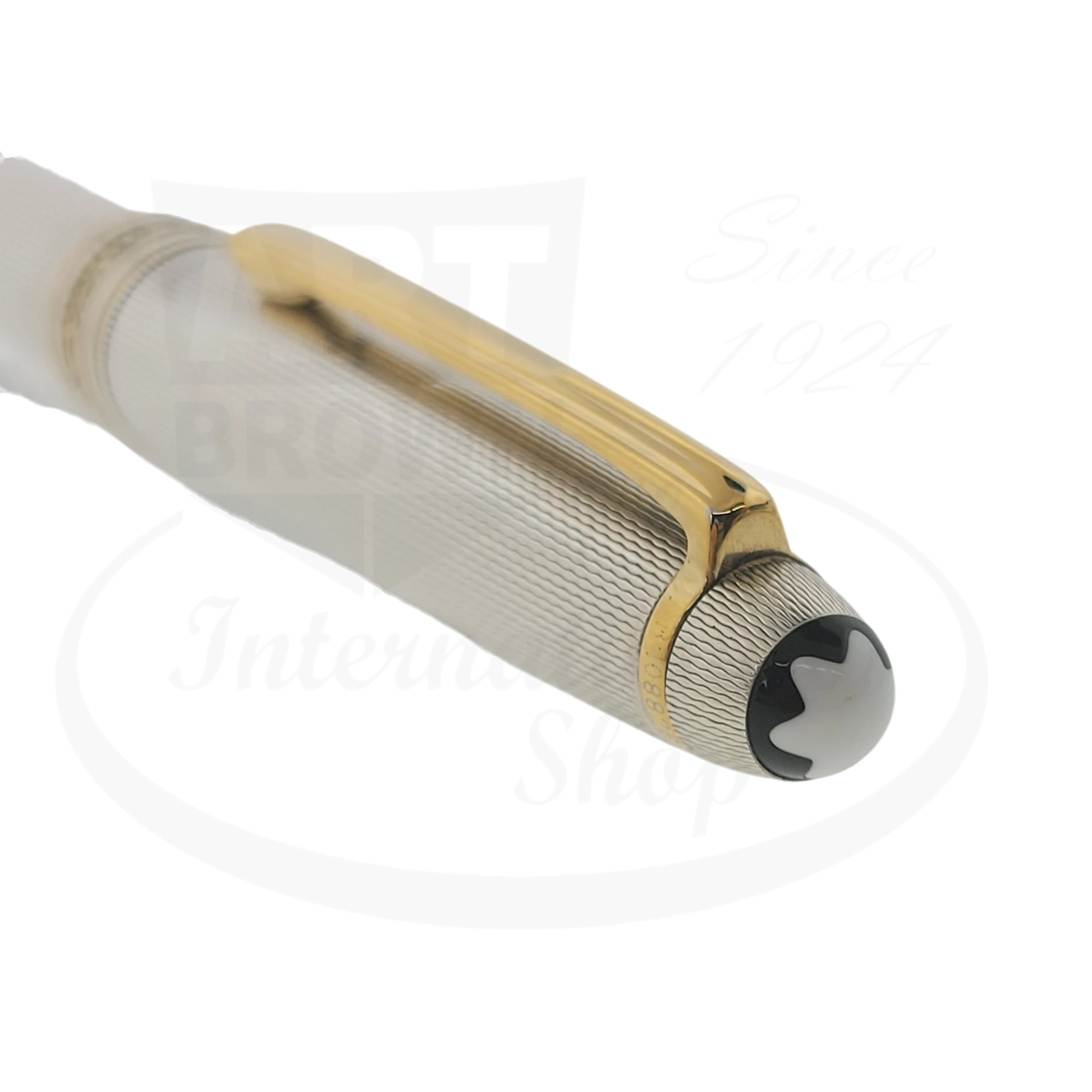 Montblanc Meisterstuck 164 Sterling Silver Barley Grain ballpoint pen with gold clip and black star emblem