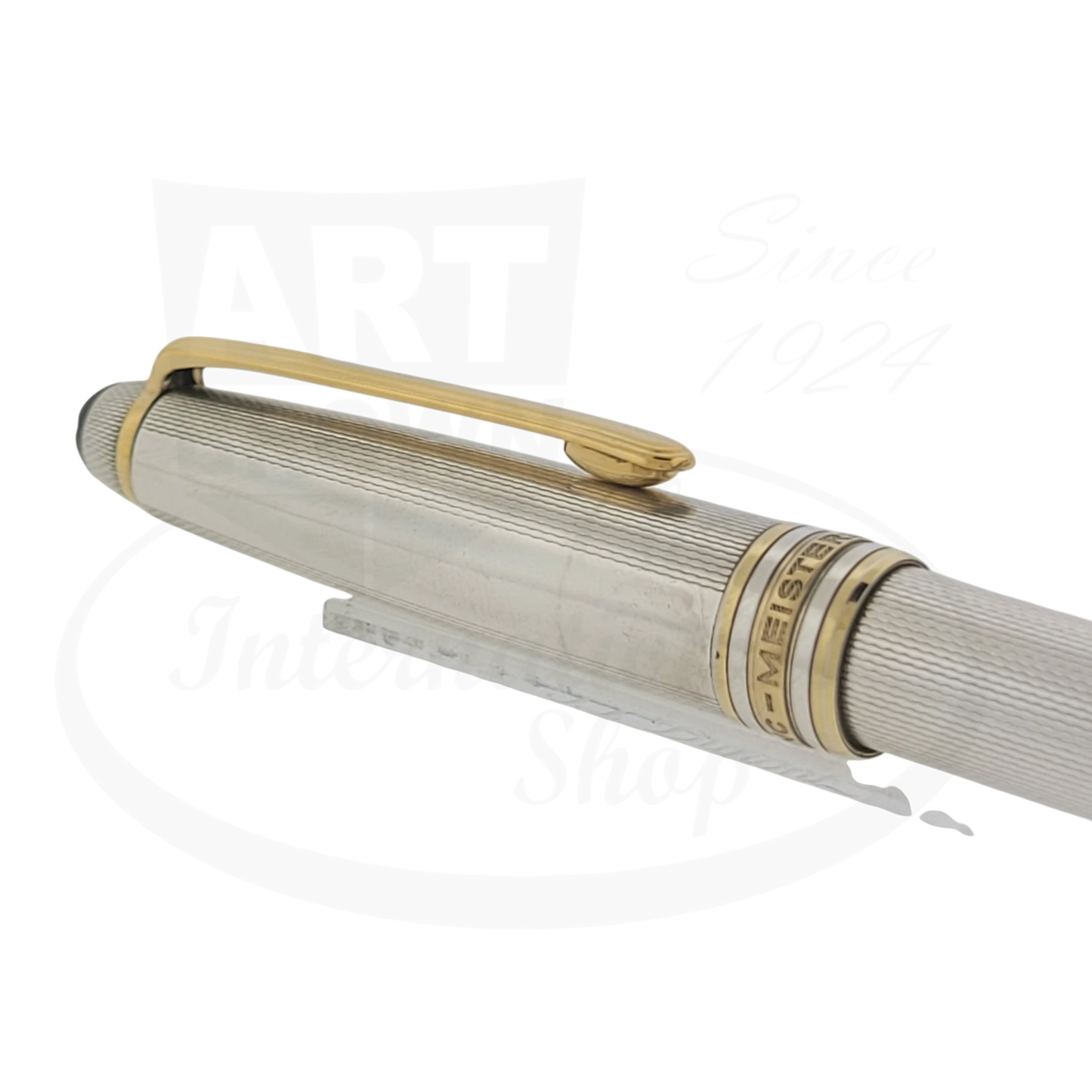Montblanc Meisterstuck 164 Sterling Silver Barley Grain ballpoint pen with gold clip and trim detailed cap