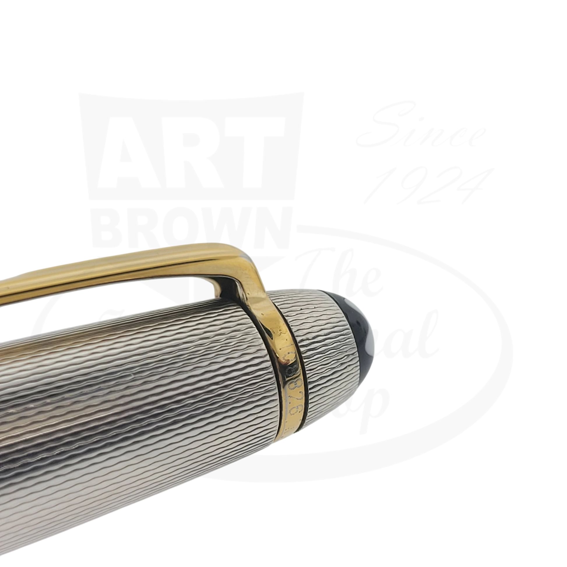 Montblanc Meisterstuck 164 Sterling Silver Barley Grain ballpoint pen with gold clip and black cap top