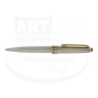 Montblanc Meisterstuck 164 Sterling Silver Barley Grain ballpoint pen with gold accents and clip, sleek design