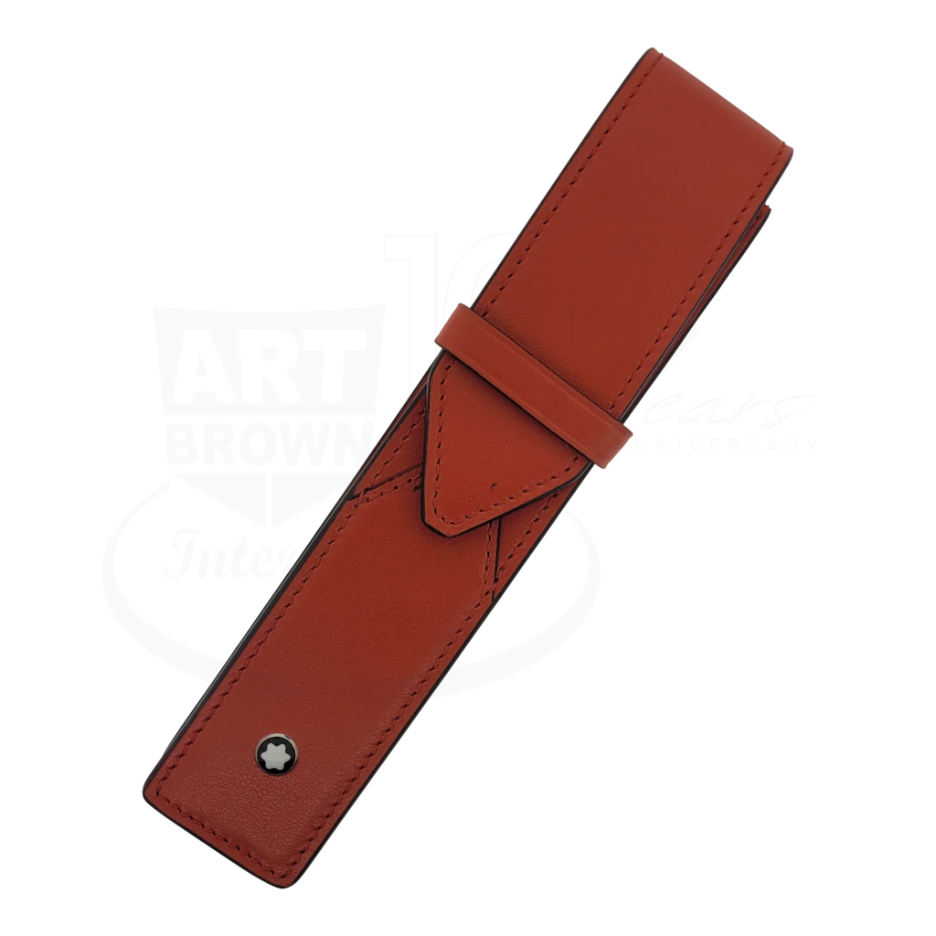 Preowned Montblanc Mesiterstuck Red Leather 1-Pen Case – Art Brown
