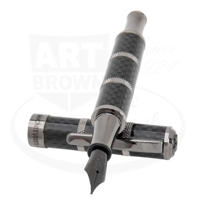 Monteverde Regatta Sport MV41593 carbon fiber and gunmetal fountain pen with segmented nautical design and polished finish