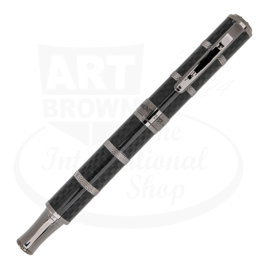 Monteverde Regatta Sport MV41593 carbon fiber fountain pen with polished gunmetal accents and segmented nautical design