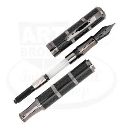 Monteverde Regatta Sport MV41593 carbon fiber and gunmetal fountain pen with segmented bold design and polished accents