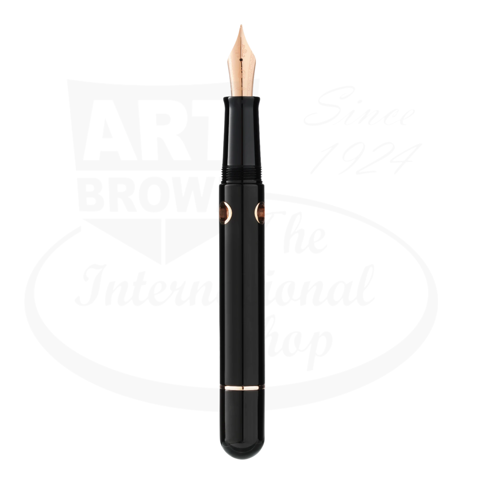 Nahvalur Nautilus Cephalopod Rose Gold Medium Fountain Pen black resin body with rose gold trim and 14K gold nib