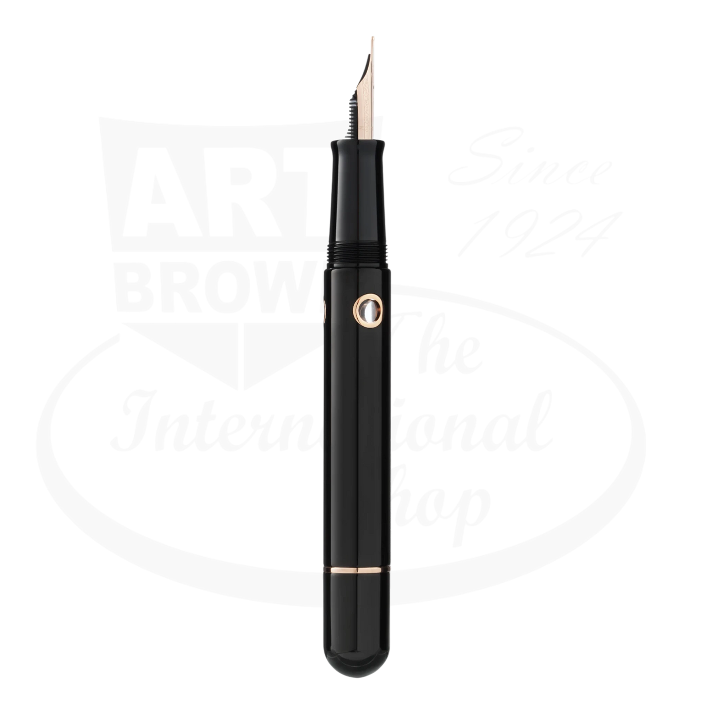 Nahvalur Nautilus Cephalopod Rose Gold Medium Fountain Pen black resin body with rose gold trim and piston-filling mechanism