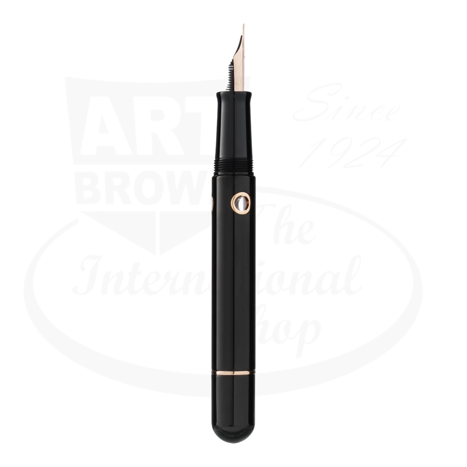 Nahvalur Nautilus Cephalopod Rose Gold Medium Fountain Pen black resin body with rose gold trim and piston-filling mechanism