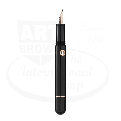 Nahvalur Nautilus Cephalopod Rose Gold Medium Fountain Pen black resin body with rose gold trim and piston-filling mechanism